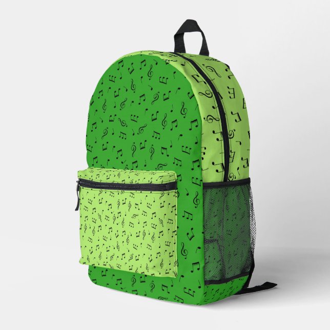 MOCHILA IMPRESA LIME & KELLY GREEN CON PEQUEÑAS NOTAS MUSICALES NE (Esquina derecha trasera )