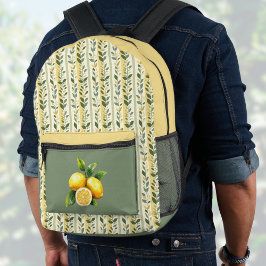 Mochila Impresa Limon y Olivo Rayas Mediterráneas Vintage