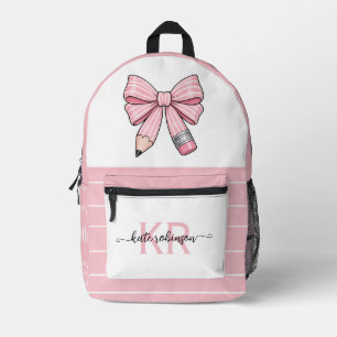 Mochila Impresa Lindo Arco de Lápiz Escolar Rosa Pastel 