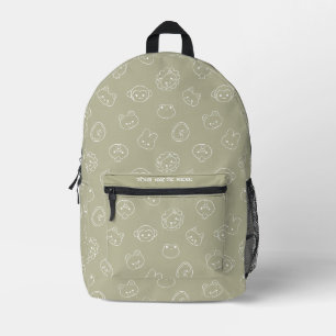 Mochila Impresa Lindo arte de línea de animal Kawaii con nombre pe