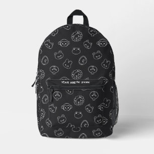 Mochila Impresa Lindo Arte de Línea de Animal Kawaii Personalizado