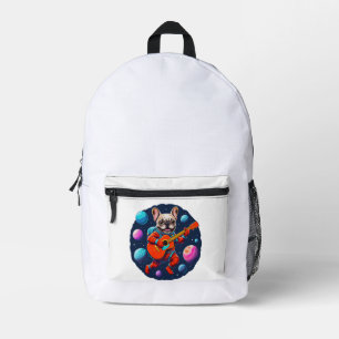 Mochila Impresa Lindo astronauta de Bulldog Francés tocando Guitar