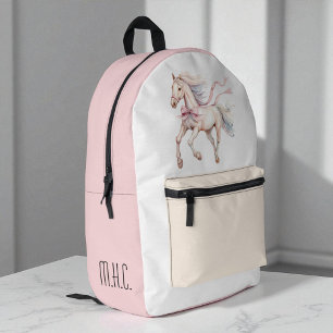 Mochila Impresa Lindo Caballo Femenino Arco Rosa Acuarela Niñas Pe