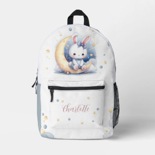 Mochila Impresa lindo conejito y niños de la luna