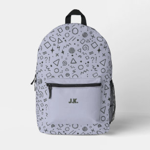 Mochila Impresa lindo doodles patrón retro azul gris