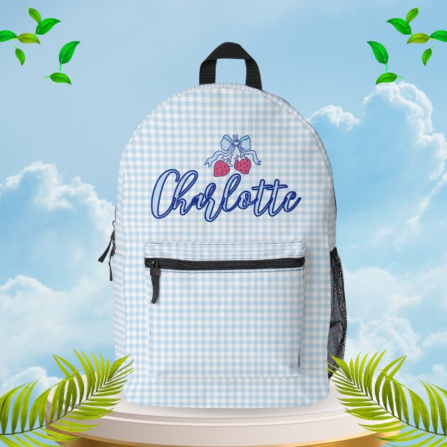 Mochila Impresa Lindo lazo azul de coqueta a cuadros personalizado (Subido por el creador)