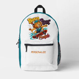 Mochila Impresa Lindo León de Dibujos Animados en Monopatín Person