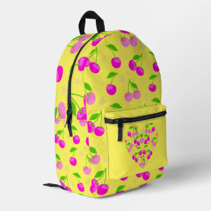 Mochila Impresa Lindo patrón de cereza Decora Kei amarillo