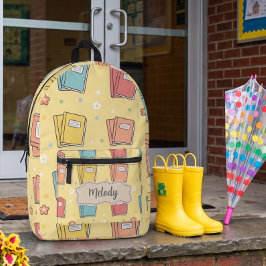 Mochila Impresa Lindo patrón de libro amarillo volver a la escuela