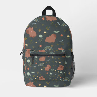 Mochila Impresa Lindo patrón floral boho arcoíris de carpincho