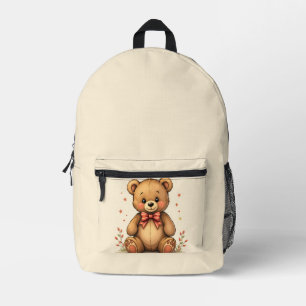 Mochila Impresa Lindo y adorable osito marrón con corbata