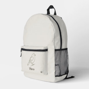 Mochila Impresa Línea de lujo Arte Pájaro Niños Nombre Personaliza