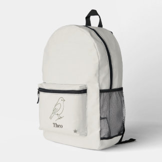 Mochila Impresa Línea de lujo Arte Pájaro Niños Nombre Personaliza