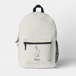 Mochila Impresa Línea de lujo Conejo Arte Niños Nombre Personaliza