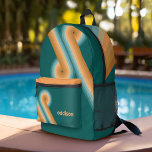 Mochila Impresa Línea Retro Art Sunset Southwest Colours Circle<br><div class="desc">Diseño curvo bohemio con estribillo y formas circulares en tonos verde azulados,  naranjas y rojos de ladrillo. Un diseño audaz pero mínimo con un área opcional para agregar texto.</div>