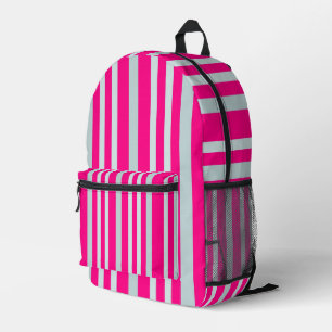 Mochila Impresa Línea Verde Gris Gris Estriba En Bonito En Rosa