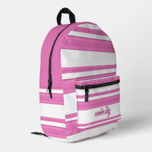 Mochila Impresa líneas abstractas blancas rosadas modernas y ondul