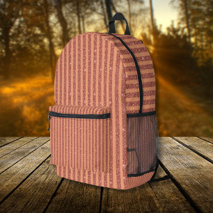 Mochila Impresa Líneas Verticales Modernas de Naranja Mango con Br