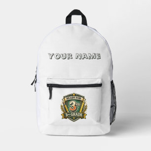 Mochila Impresa Listo para 3er Grado Retro Lápiz Regreso a la Escu