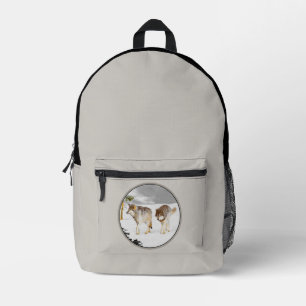 Mochila Impresa Lobos en pintura de nieve - Arte de vida salvaje o