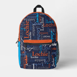 Mochila Impresa Lochie nombre personalizado naranja gris azul