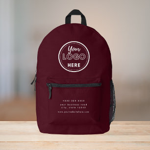 Mochila Impresa Logo de promoción de marca profesional en burdeos