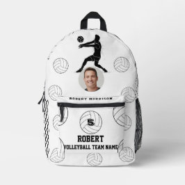 Mochila Impresa Logo del equipo blanco negro de voleibol