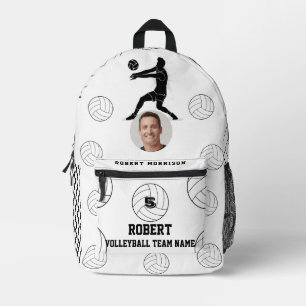 Mochila Impresa Logo del equipo blanco negro de voleibol