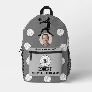 Mochila Impresa Logo del equipo gris de los niños de voleibol