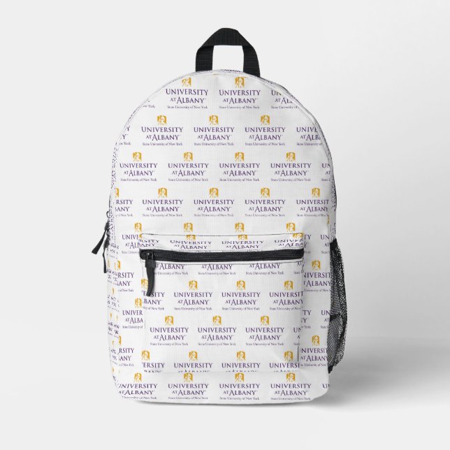 Mochila Impresa Logo icónico de la Universidad de Albany (Anverso)