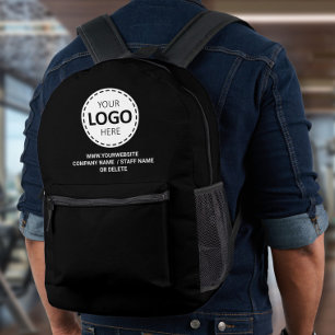 Mochila Impresa Logo y URL web / Texto promocional negro subido 