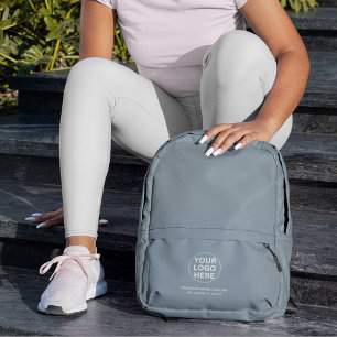 Mochila Impresa Logotipo comercial y marca de texto Dusty Blue pro