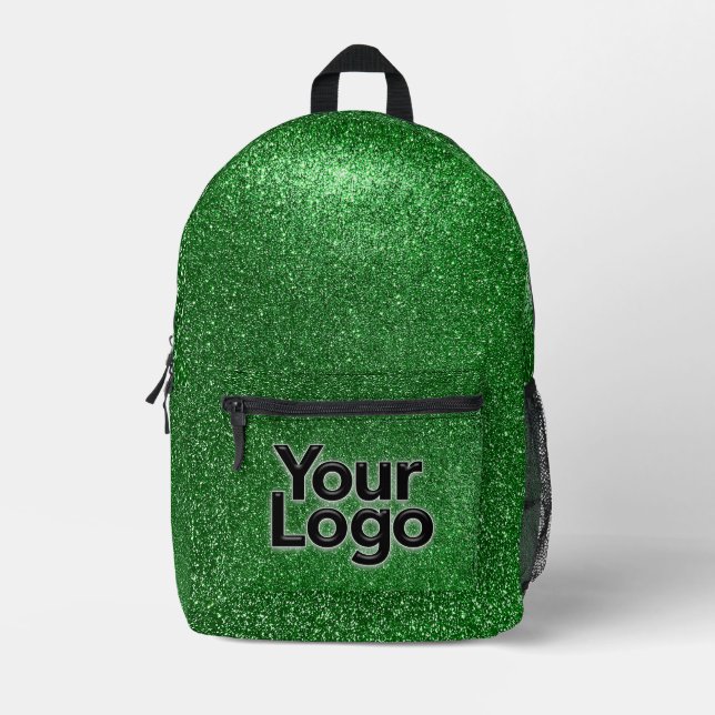 Mochila Impresa Logotipo profesional del Purpurina Esparkly Green  (Anverso)