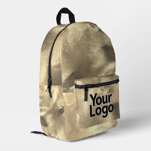 Mochila Impresa Logotipo profesional Faux 24K Gold Leaf Bling Glam (Esquina izquierda trasera)