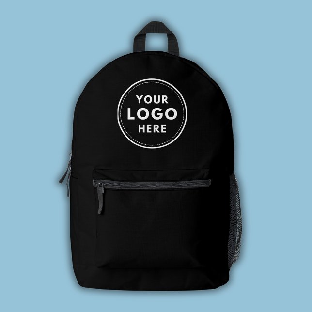 Mochila Impresa Logotipo profesional negro (Logo backpack perfect for small business, branded merchandise, corporate events and professionals.)