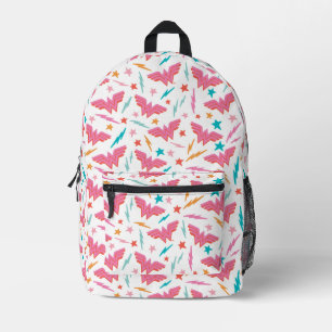 Mochila Impresa Logotipo rosa de Wonder Woman y patrón de relámpag
