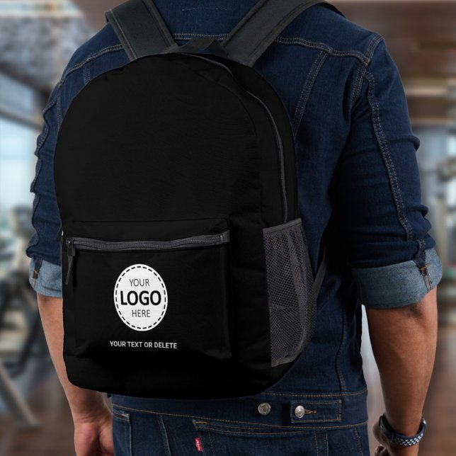 Mochila Impresa Logotipo y carga de texto negro  (Subido por el creador)