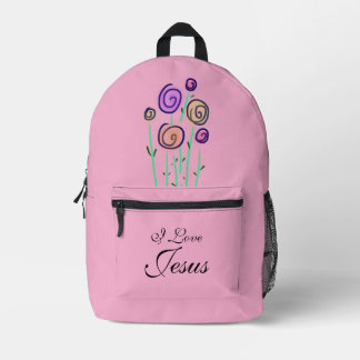 Mochila Impresa Lollipop Floral Gráfico Me encanta Jesús Rosa