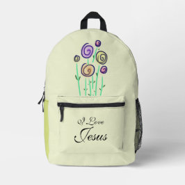 Mochila Impresa Lollipop Gráfico Floral Amo a Jesús Verde Pastel 