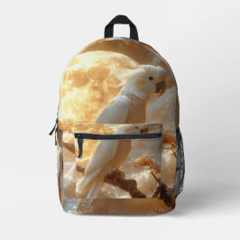 Mochila Impresa Loro Cacatúa Fantasía Paisaje de Ensueño
