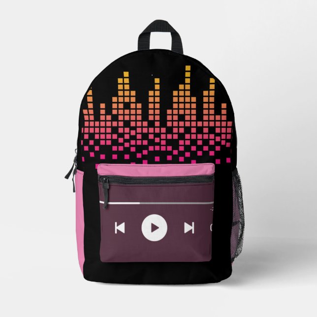 Mochila Impresa los amantes de la música divertida rainbow black (Anverso)