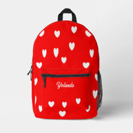 Mochila Impresa Los corazones blancos personalizados rojos