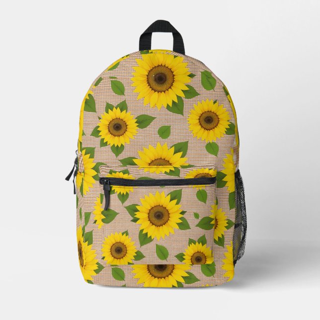 Mochila Impresa Los girasoles en Burlap (Anverso)