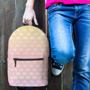 Mochila Impresa Loto Rosa y Amarillo Desvanecido