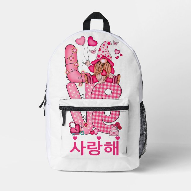 Mochila Impresa Love Korean Cute Gnome (Anverso)