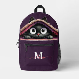 Mochila Impresa Lovely Cute Kitten Custom Monogram Script Name