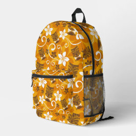 MOCHILA IMPRESA LUAU TIKI PATTERN (NARANJA)