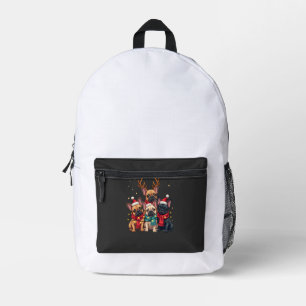 Mochila Impresa Luces de Navidad Bulldogs Franceses Perro Xmas Fre