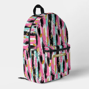 Mochila Impresa Lujo Abstracto Rosa Menta y Dorado