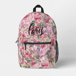Mochila Impresa Lujo elegante rosas hermosos París Rosa